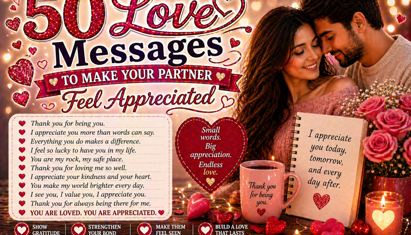 50 Love Messages to Make Your Partner Feel Appreciated
