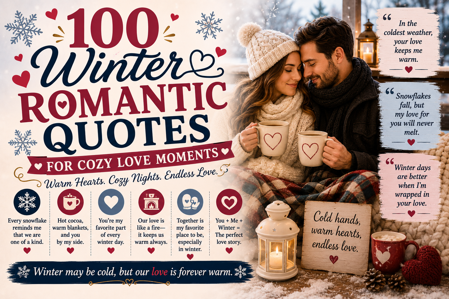 100 Winter Romantic Quotes for Cozy Love Moments