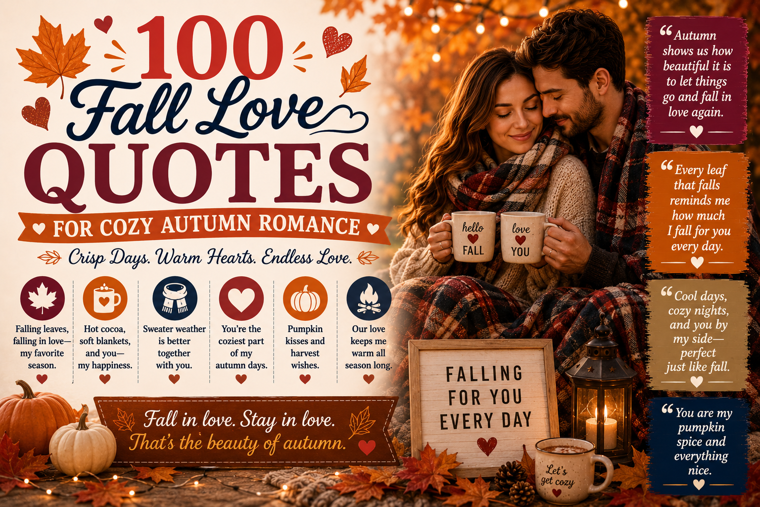 100 Fall Love Quotes for Cozy Autumn Romance