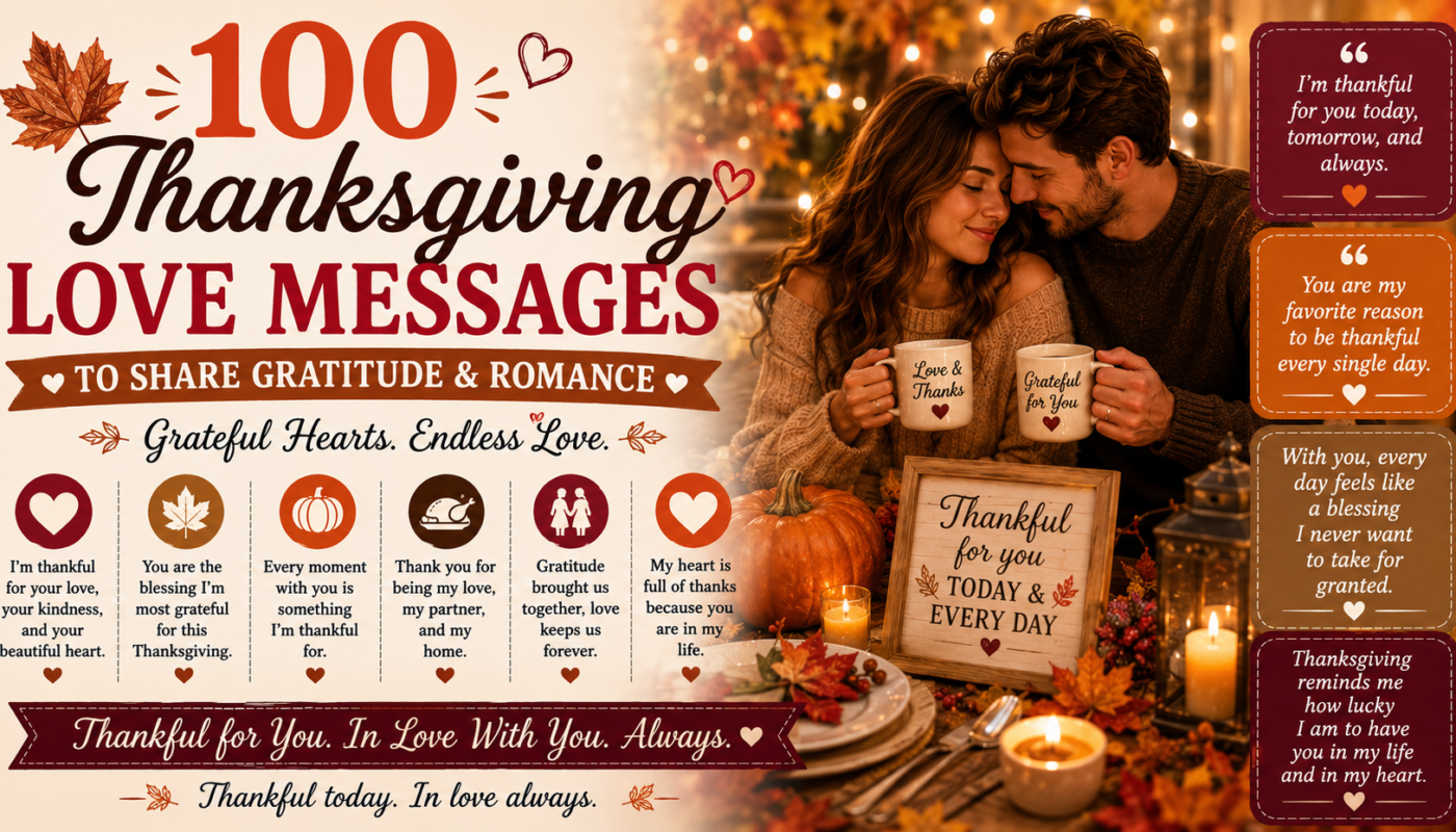 100 Thanksgiving Love Messages to Share Gratitude and Romance