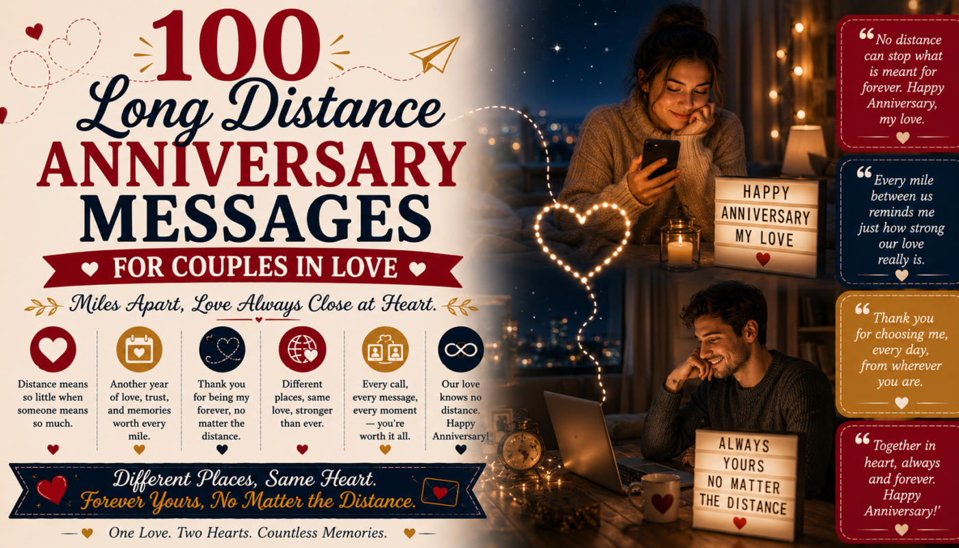 100 Long Distance Anniversary Messages for Couples in Love