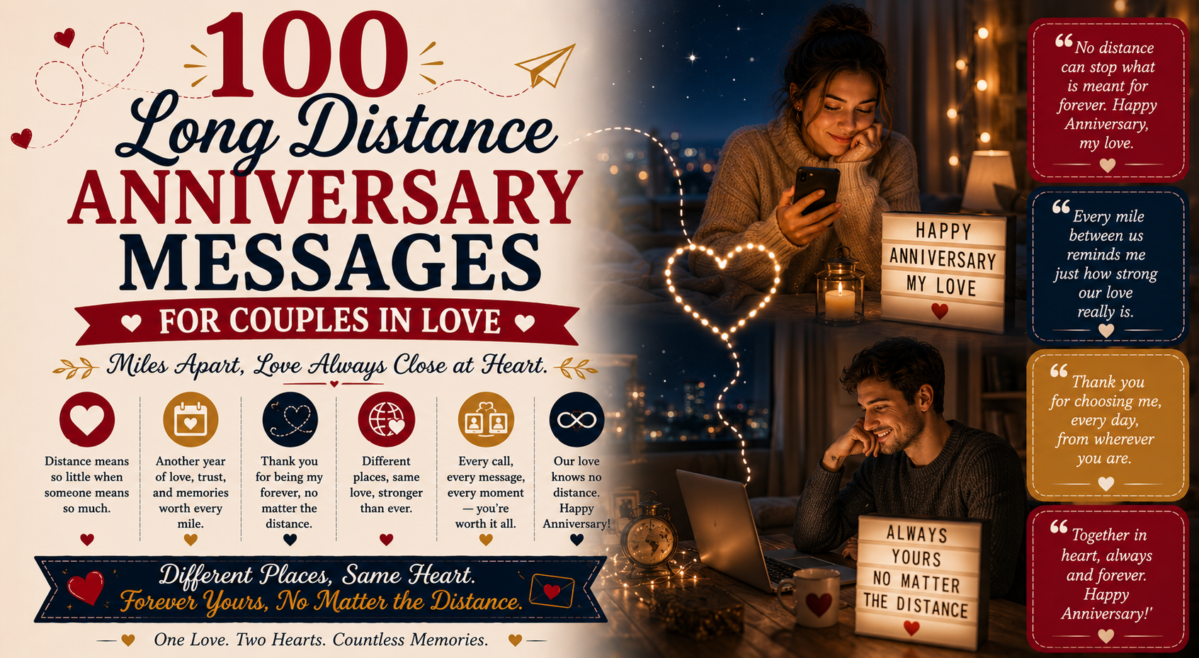 100 Long Distance Anniversary Messages for Couples in Love