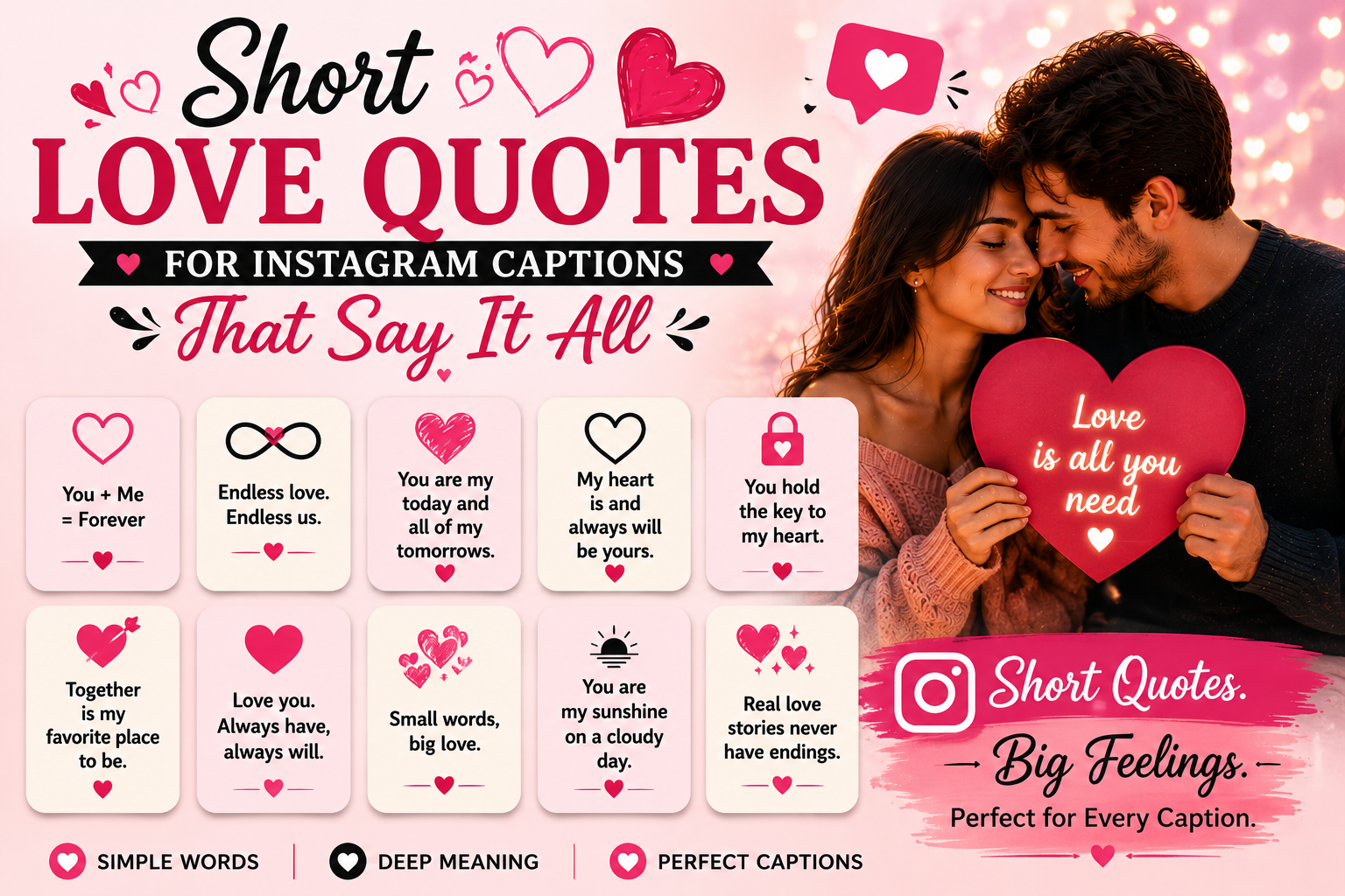 Short Love Quotes for Instagram Captions That Say It All