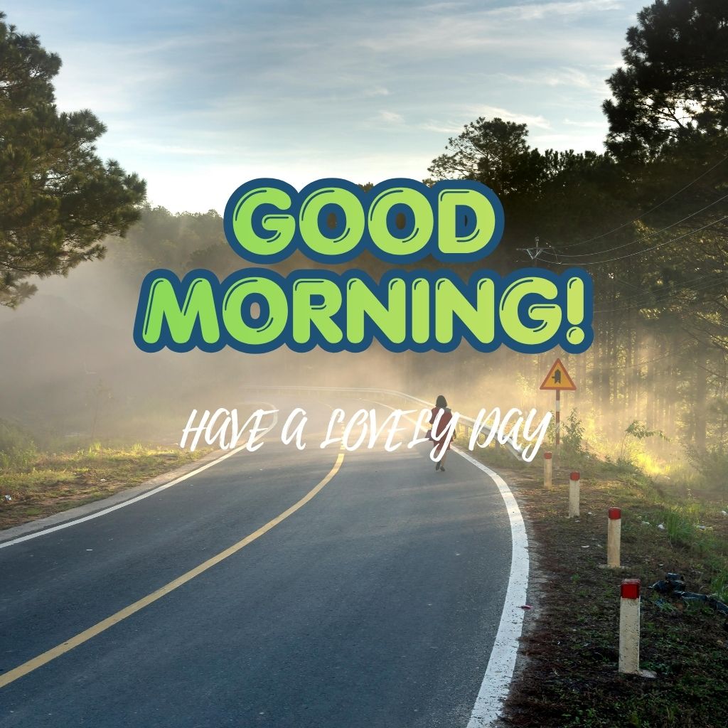 Text graphic displaying "Good morning" repeated multiple times in a cheerful font.